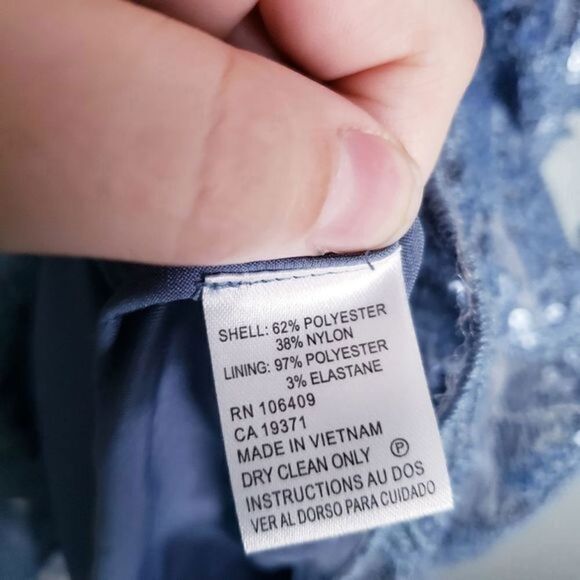 Tahari Blue Sequin Lace Dress - Picture 6 of 9